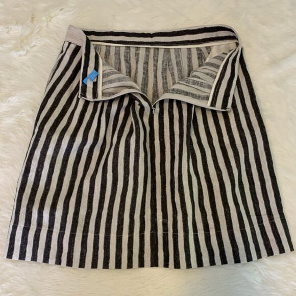 💯 Linen LOFT Stripe Skirt (8 petite) Tan & Gray - Picture 3 of 4